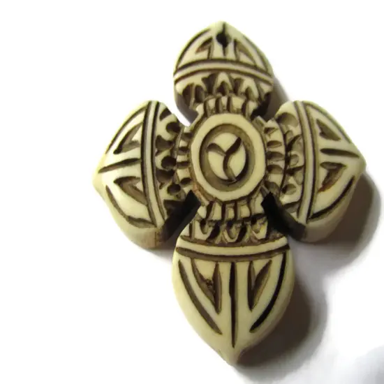 36mm Bone Cross Pendant Religion Beads and Charms Hand Carved Pendants {1}