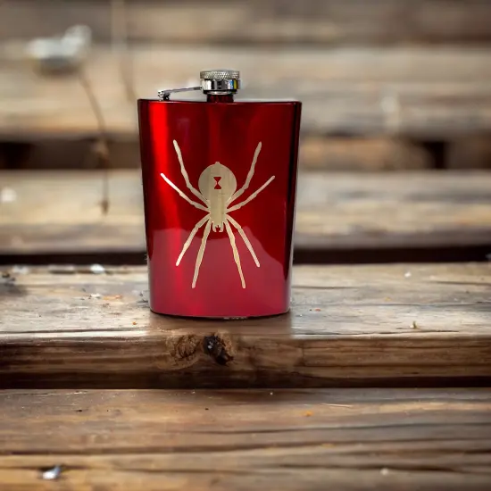 8oz RED Black Widow Flask {3}