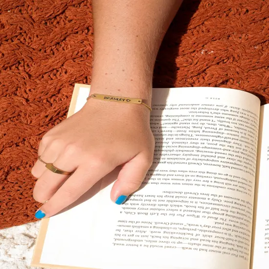 Flat Adjustable Stainless Steel PVD Coated Bar Bracelet {6}