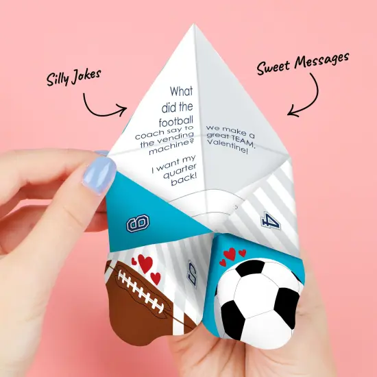 Big Dot of Happiness Go, Fight, Win - Sports - Valentine&rsquo;s Day Party Cootie Catcher Game - Valentine Jokes for Kids Fortune Tellers - Set of 12 {4}