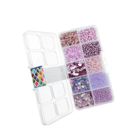 John Bead 10 Types Mix Sequins & Beads Kit Light Purple {2}