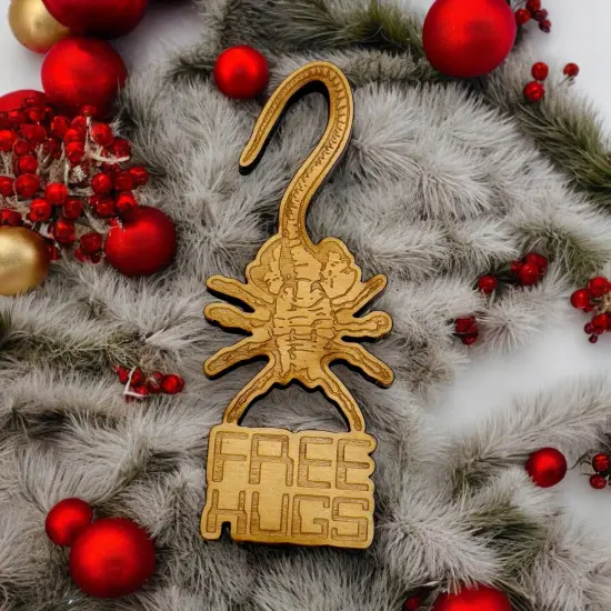 Ornament - Free Hugs - Raw Wood 1x4in {5}