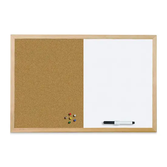 MasterVision Wood Frame Combo Cork and Dry Erase Bulletin Board - 24" x 36" {1}