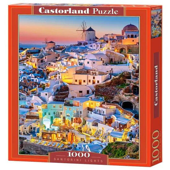 1000 Piece Jigsaw Puzzle, Santorini Lights, Puzzle of Greece, Island Paradise Puzzle, Adult Puzzle, Castorland C-103522-2 {1}