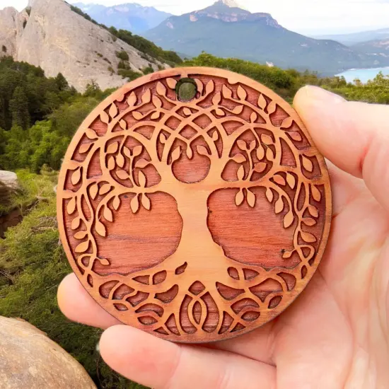 Celtic Tree of Life - Raw Cedar Ornament 3x3in {3}