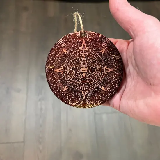 Aztec Mayan Calendar - Cedar Ornament {6}