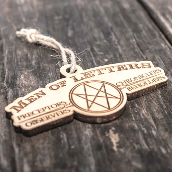 Ornament - Men of Letters - Raw Wood 4x2in {4}