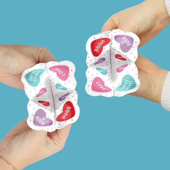 Big Dot of Happiness Colorful Hearts - Happy Valentine's Day Party Cootie Catcher Game - Valentine Jokes for Kids Fortune Tellers - Set of 12 {3}