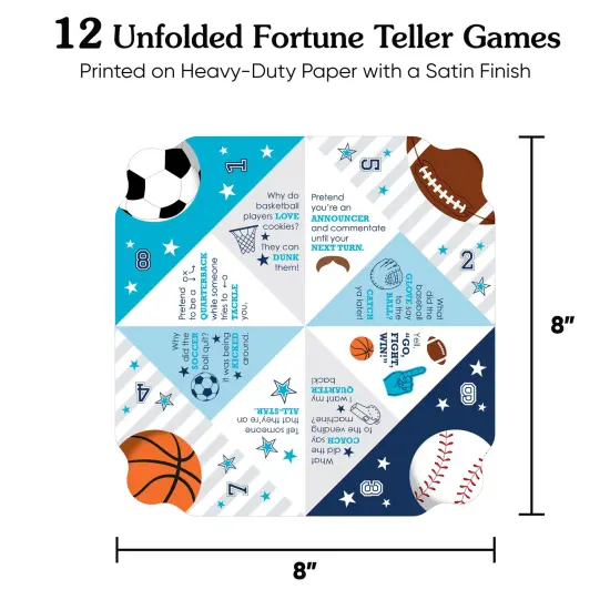 Big Dot of Happiness Go, Fight, Win - Sports - Baby Shower or Birthday Party Cootie Catcher Game - Jokes and Dares Fortune Tellers - Set of 12 {5}