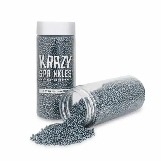 Krazy Sprinkles - Dark Silver Pearl (1/2 Cup, 1x Jar) for Cakes, Ice Cream & Cookies {3}