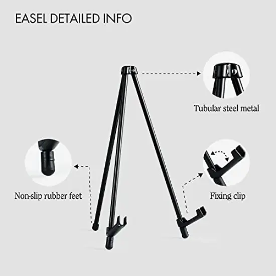 14'' Tabletop Instant Display Easel, Black Steel Table Top Easels for Display, Tripod for Canvas, Paintings, Signs, Posters {1}