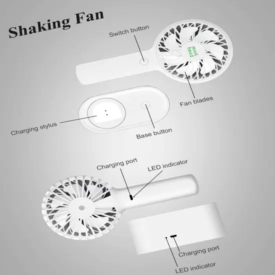 Minthouz Handheld Automatic Head Shaking Personal Fan With Rotating Base {5}