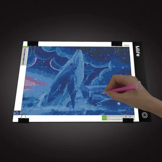 A4 LED Light Pad - Diamond Art Light Box Tracing Light Board with 3 Brightness, Ideal for Sketching, Animation, Drawing Light Box with 4 Fasten Clips {6}
