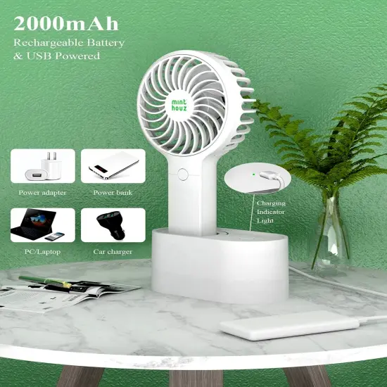 Minthouz Handheld Automatic Head Shaking Personal Fan With Rotating Base {3}