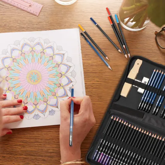 96 Pieces Art Supplies Drawing and Sketching Colored Pencils Set ,Graphite Charcoal Professional Artists Pencils Kit,Gifts for Kids & Adults Drawing Tool Set {4}