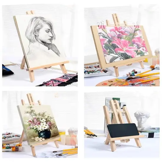 11.8 inc Wood Easels, Small Tabletop Display Stand, Tripod, Painting Party Easel, Kids Student Tabletop Easels for Painting, Portable Canvas Photo Picture Sign Holder {4}
