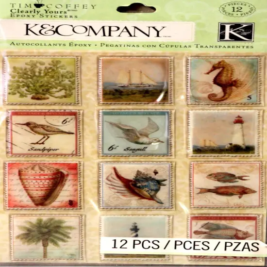 K & Company Tim Coffey Clearly Yours Travel Voyage Epoxy Stickers {1}