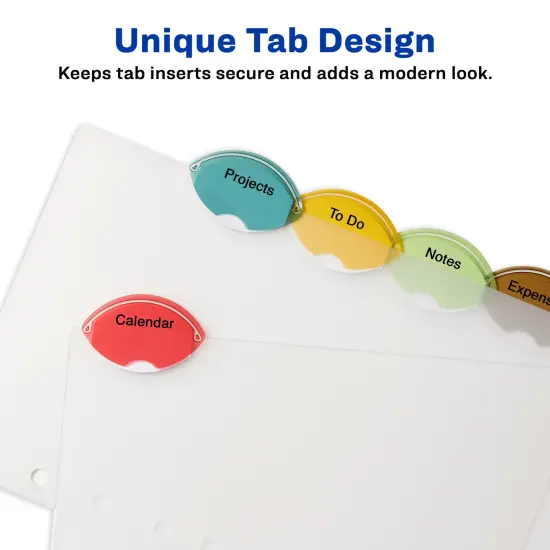 Avery Insertable Style Edge Plastic Mini Dividers for 3 Ring Binders, 5.5" x 8.5", 5-Tab Sets, Multicolor, 4 Sets (21118) {3}