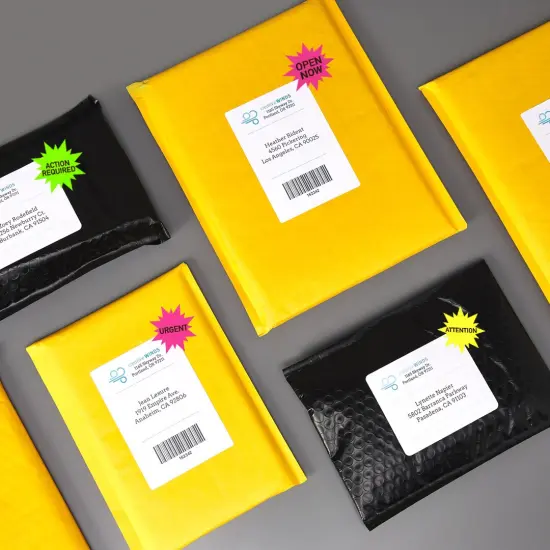 Avery Neon Address Labels with Sure Feed for Laser Printers, 2-1/4", Assorted Colors, 180 Burst Labels (5995) {6}