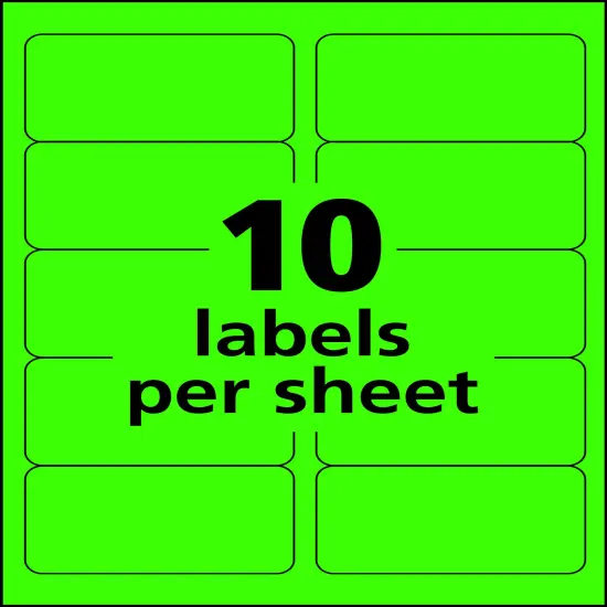 Avery 2"x 4" Neon Shipping Labels with Sure Feed, Neon Green Labels for Laser Printers, 1,000 Neon Labels (5976) {4}