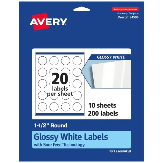Avery Round Labels with Sure Feed, 1.5" Diameter {7}