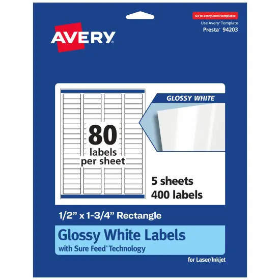 Avery Rectangle Labels with Sure Feed, .5" x 1.75" {6}