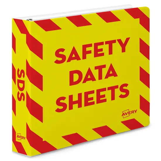 Avery Heavy-Duty Industrial SDS Binder, 1-1/2" One-Touch Rings, 400-Sheet Capacity, Yellow/Red Border (18950) {1}