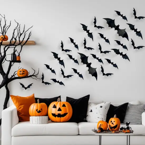 Wrapables 3D Bat Decorative Wall Decor Stickers, Decals for Halloween, Parties (60 pcs) {6}