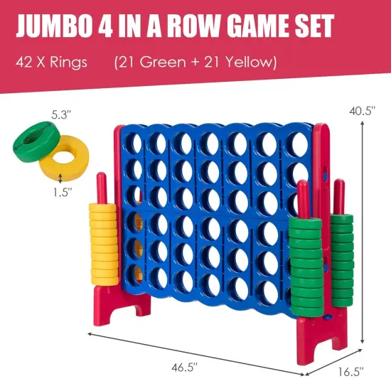 Jumbo 4-to-Score Giant Game Set with 42 Jumbo Rings and Quick-Release Slider Red {5}