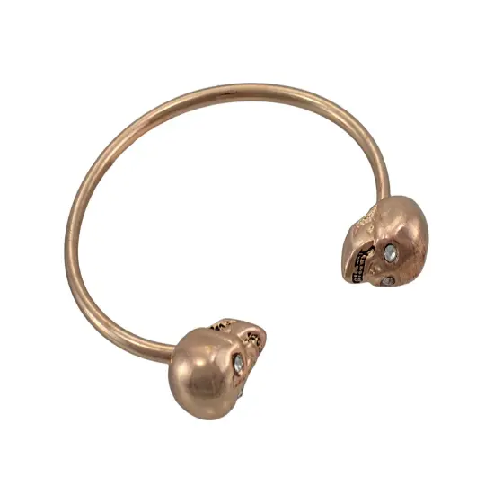 Rose Gold Finish 3D Skull Torc Bracelet Cuff {1}