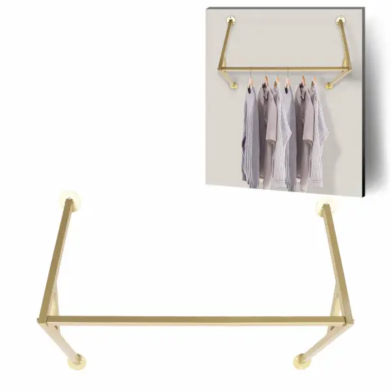 Kitcheniva Wall Mounted Gold Clothes Hanging Rail Rack {3}