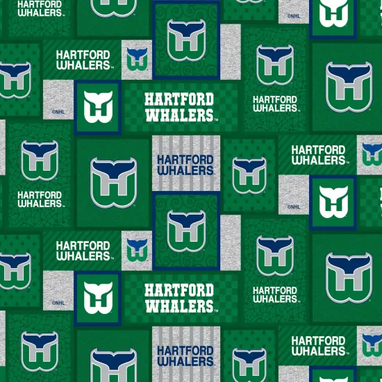 Sykel Enterprises NHL Team Fleece Blanket Fabric-Hartford Whalers Patch Design Fleece Fabric {1}