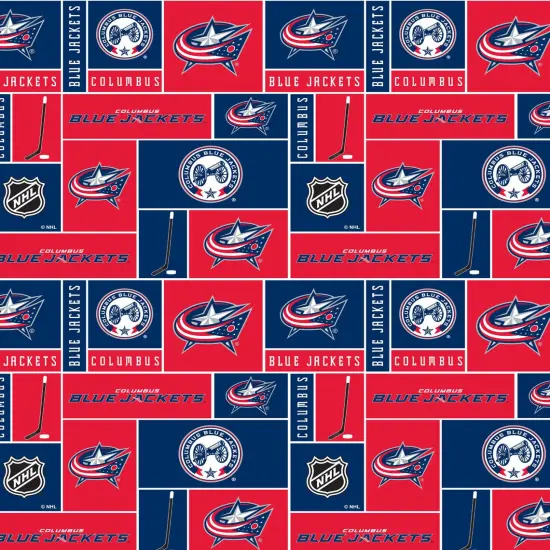Sykel Enterprises NHL Team Fleece Blanket Fabric-Columbus Blue Jackets Geometric Fleece Fabric {1}