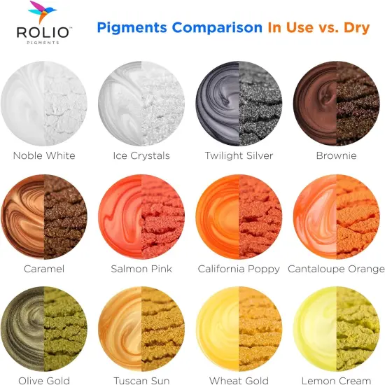 Rolio Mica Powder - 24 Color Pastel Set, 10g, Pearlescent Color Pigment - Art Set for Resin Epoxy - for Soap Making, Nail Polish, Lip Gloss, Eye Shadow, Slime & Candle Jars {3}