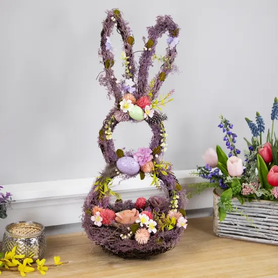 Northlight Floral Grapevine Bunny Shaped Easter Basket Decoration - 21" Purple {3}