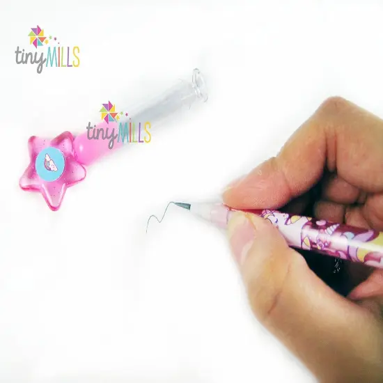 TINYMILLS 24 Pcs Unicorn Stackable Push Pencil Assortment with Eraser {4}