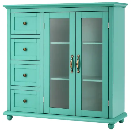 Buffet Sideboard Table Kitchen Storage Cabinet with Drawers and Doors Green {1}