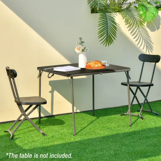 2 Pieces Outdoor Folding Chair Set with Sturdy Frame and Ergonomic Backrest Black {2}