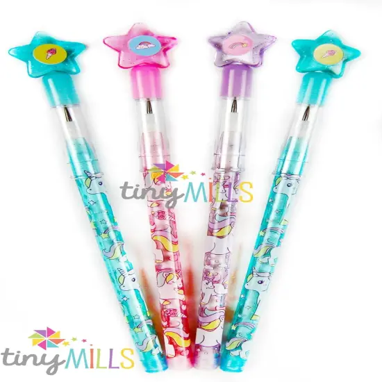 TINYMILLS 24 Pcs Unicorn Stackable Push Pencil Assortment with Eraser {3}