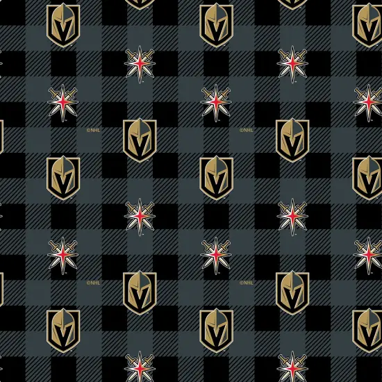 Sykel Enterprises NHL Team Fleece Blanket Fabric-Las Vegas Golden Knights Buffalo Plaid Fleece Fabric {1}
