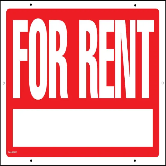 COSCO Sign with Numbers Kit, FOR RENT Sign with Black Vinyl Adhesive Numbers Kit, White Sign with Red Imprint, 16" x 22", 1 Sign {1}