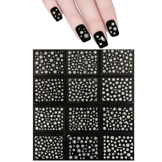 Wrapables Snowflakes Nail Stickers Nail Art 3d Nail Decals, 12 Sheets {3}