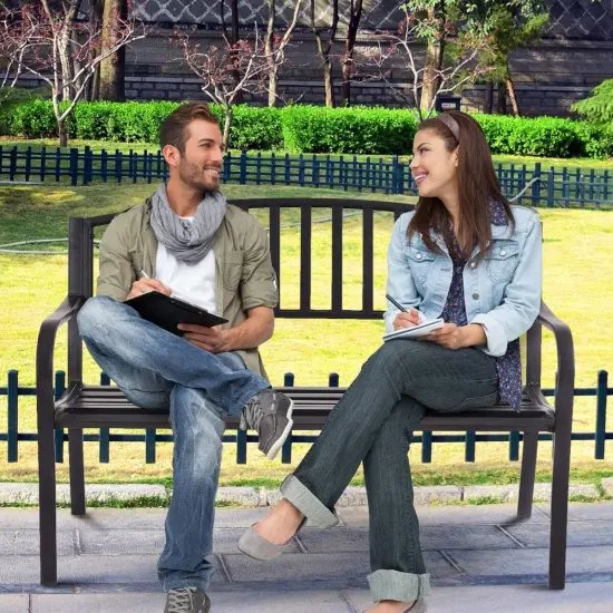 50 Inch Patio Garden Bench Loveseats for Outdoor {2}