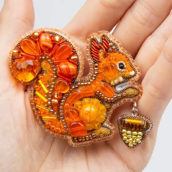 Beadwork kit for creating brooch Crystal Art Squirrel BP-326C {2}