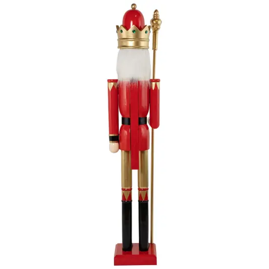 Northlight 6' Giant Commercial Size Wooden Red, Black and Gold Christmas Nutcracker King with Scepter {5}