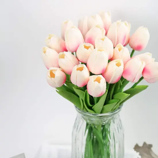 24 Pcs Real Touch Artificial Tulips for All Occasions Light pink {2}