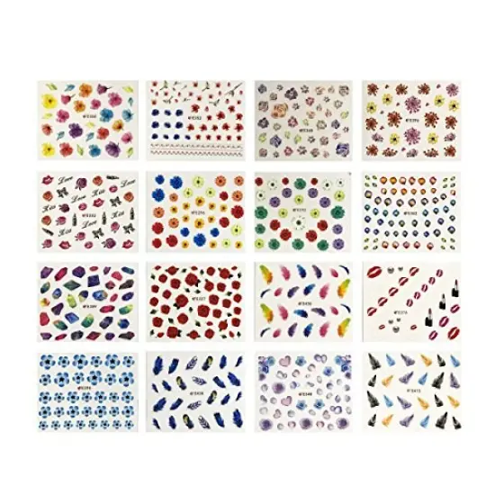 Wrapables Beauty, Feathers & Flowers Nail Art Nail Stickers 3d Nail Decals (50 sheets) {3}