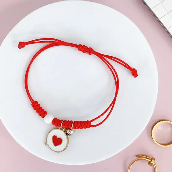 Wrapables Friendship Beaded Enamel Charm Bracelet, Heart {4}