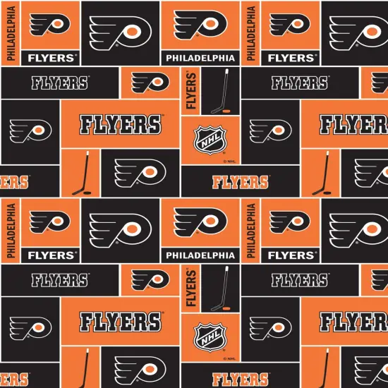 Sykel Enterprises NHL Team Fleece Blanket Fabric-Philadelphia Flyers Geometric Fleece Fabric {1}