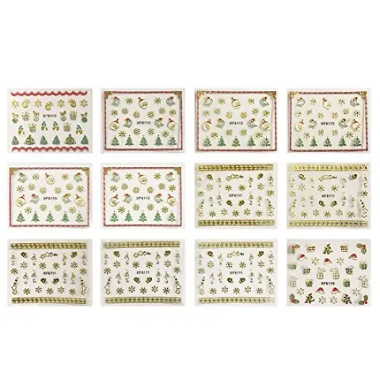 Wrapables 1200+ Festive Holiday Nail Stickers Christmas Nail Art Stickers (50 sheets) {5}